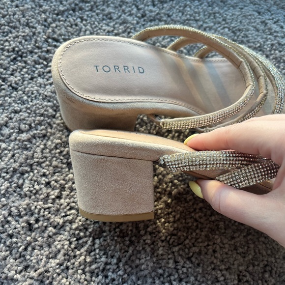 Torrid Nude Rhinestone Strap Block Heel - Picture 4 of 8
